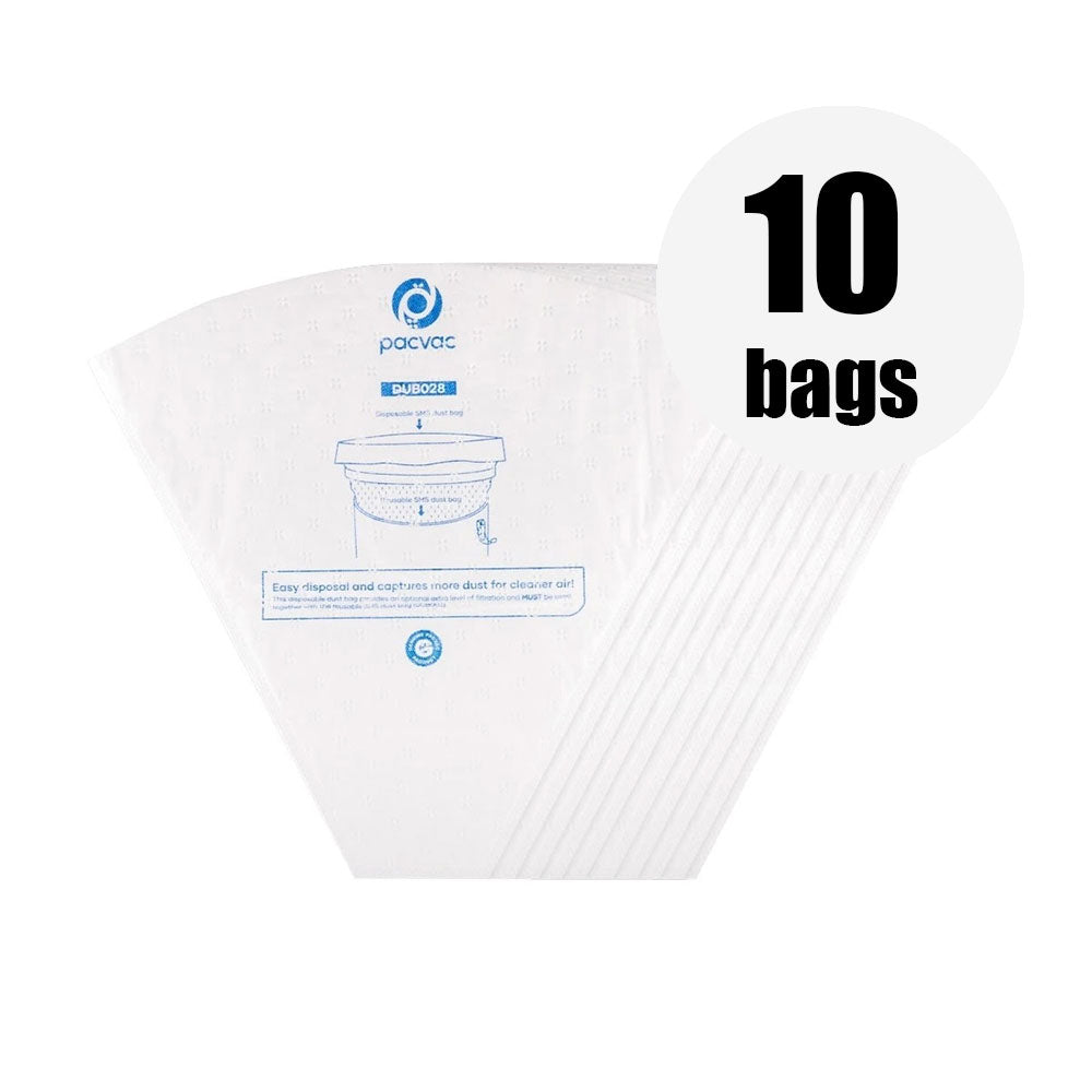 10 x Genuine DUB028 SMS Cloth Dust Bags for Pacvac Superpro