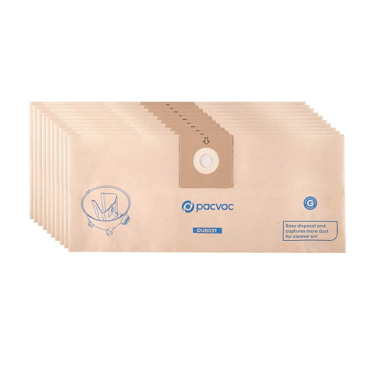 10 x Genuine Pacvac Glide Paper Sealed Vacuum Cleaner Bags