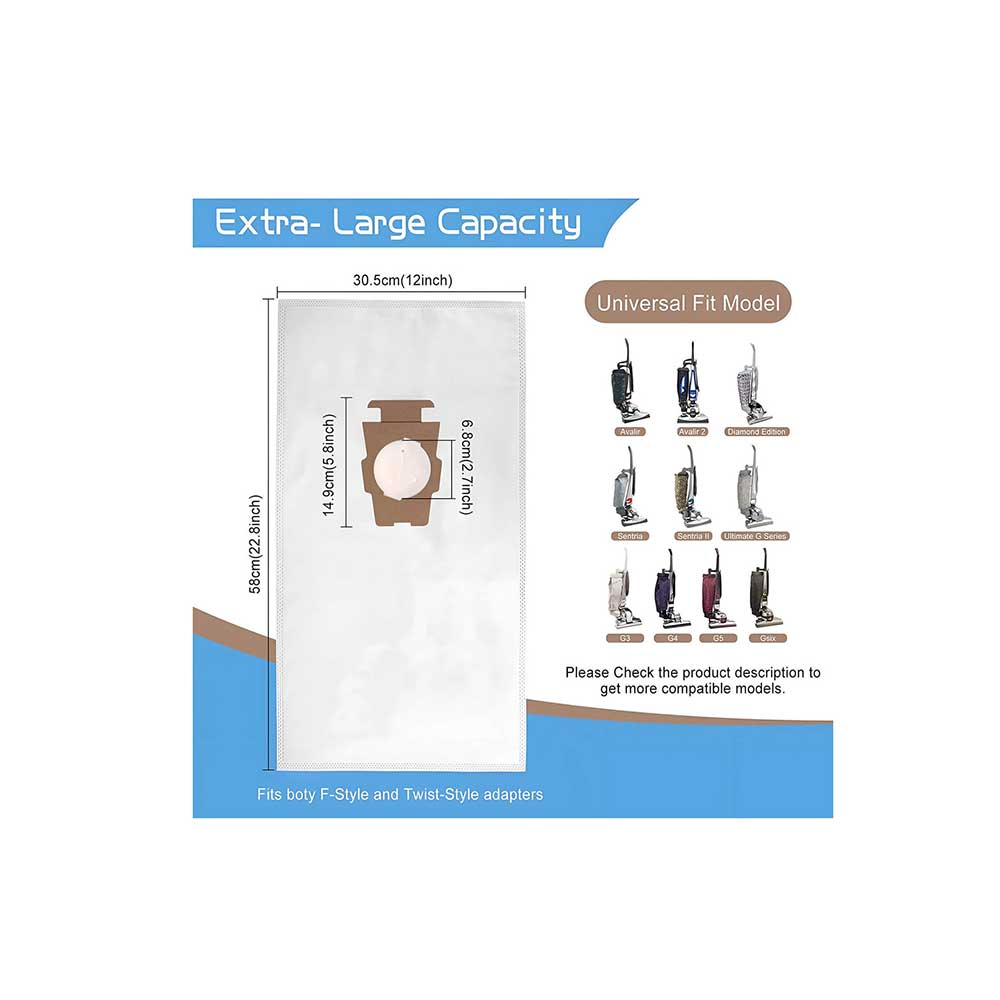 10 Pack F Style Vacuum Bags for Kirby Avalir, Sentria and G Series High Filtration Synthetic Bags