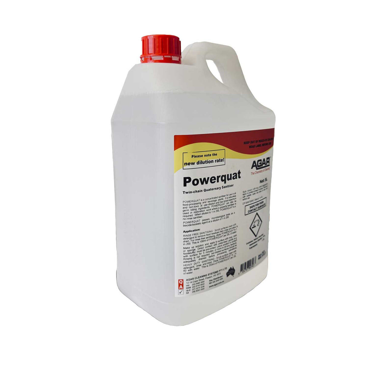 Agar Powerquat Twin-Chain Quaternary Sanitiser – Concentrated Sanitiser 5L