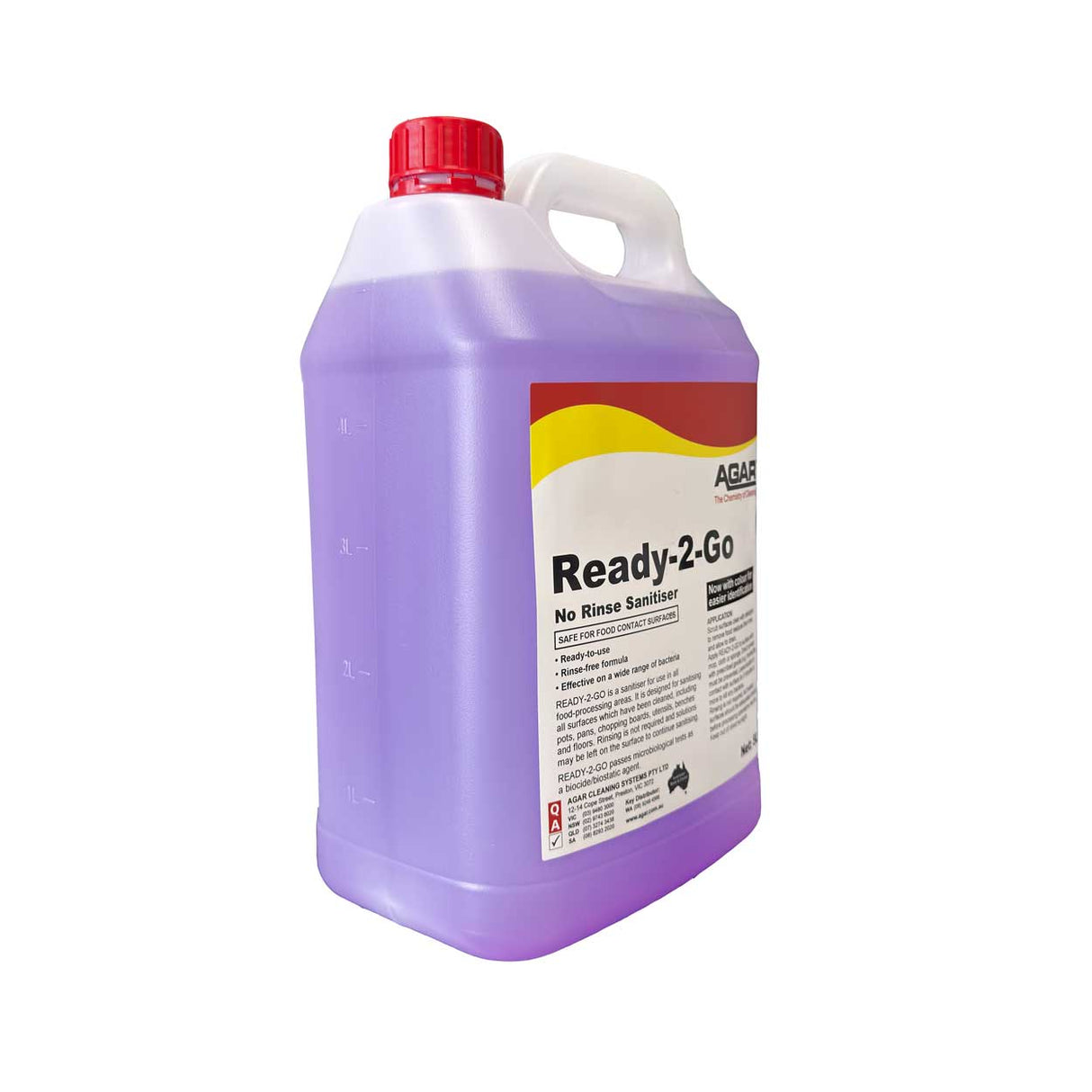 Ready to use formula eliminates bacteria on food contact surfaces without rinsing.