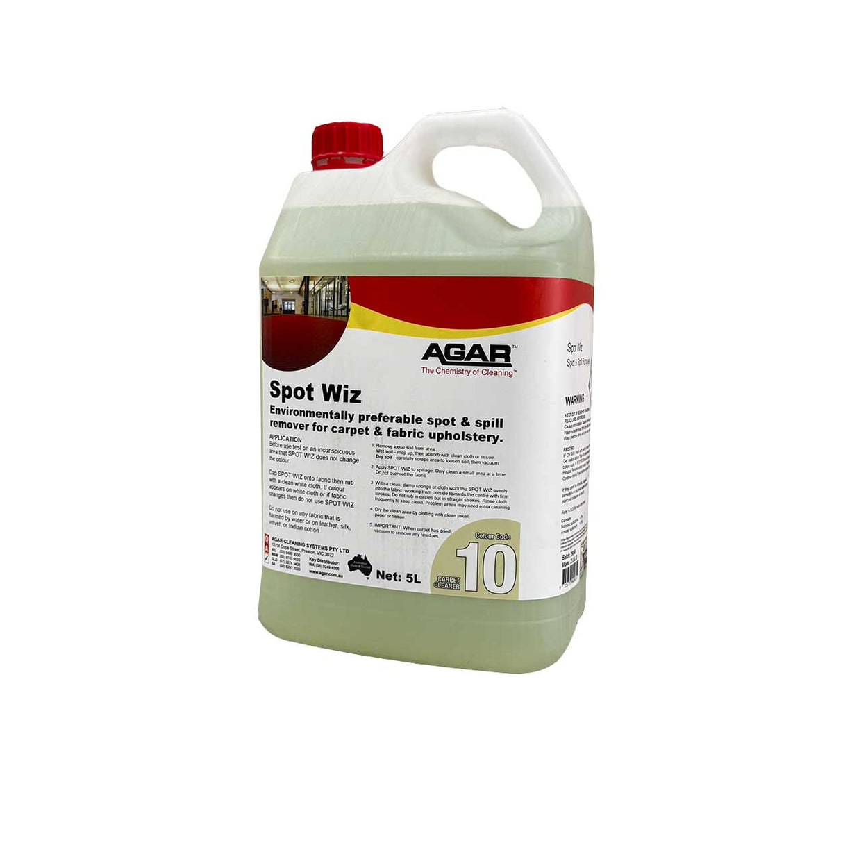 Upholstery stain cleaner for commercial and residential use.