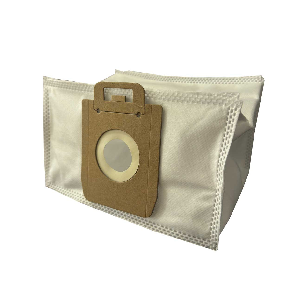 Close-up of Nilfisk vacuum bag collar with rubber membrane for airtight suction seal