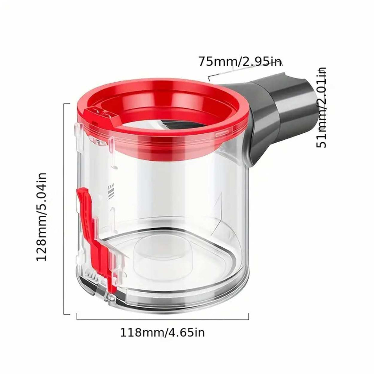High strength polycarbonate dirt bin with bottom release door for Dyson V7