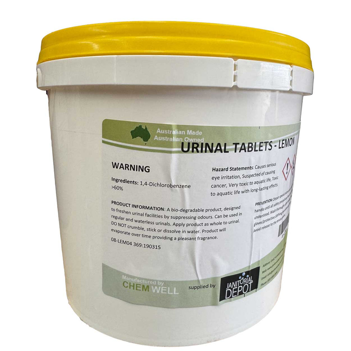 Chemwell Lemon Urinal Tablets Blocks 4Kg Bucket