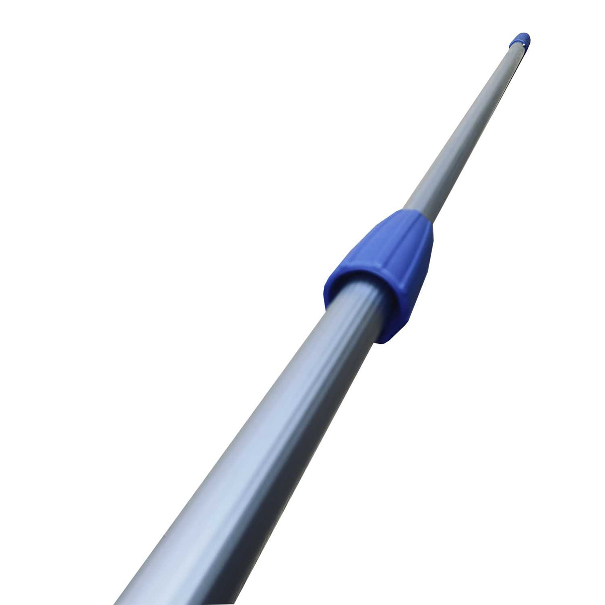 Telescopic pole with blue handle on a white background