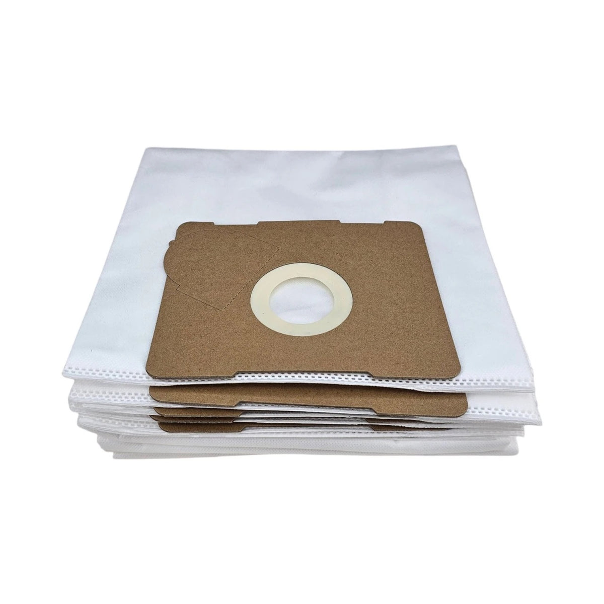 Ten replacement dust bags for Festool CT 17 E stacked with cardboard mounting collars