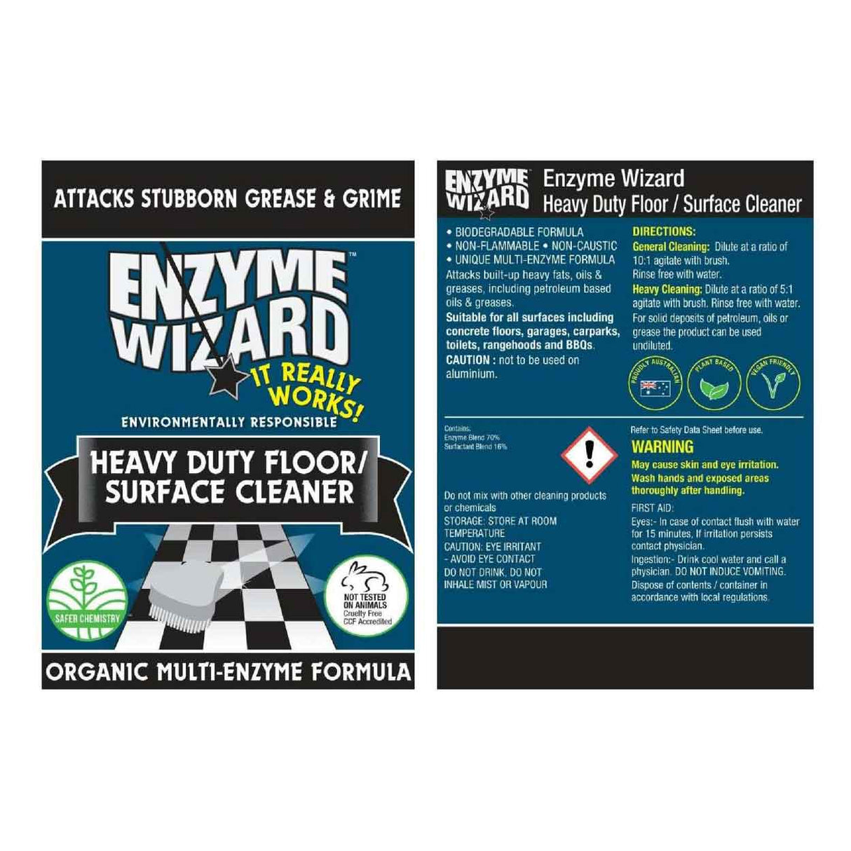 Heavy Duty Floor & Surface Cleaner Enzyme Wizard 5Lt