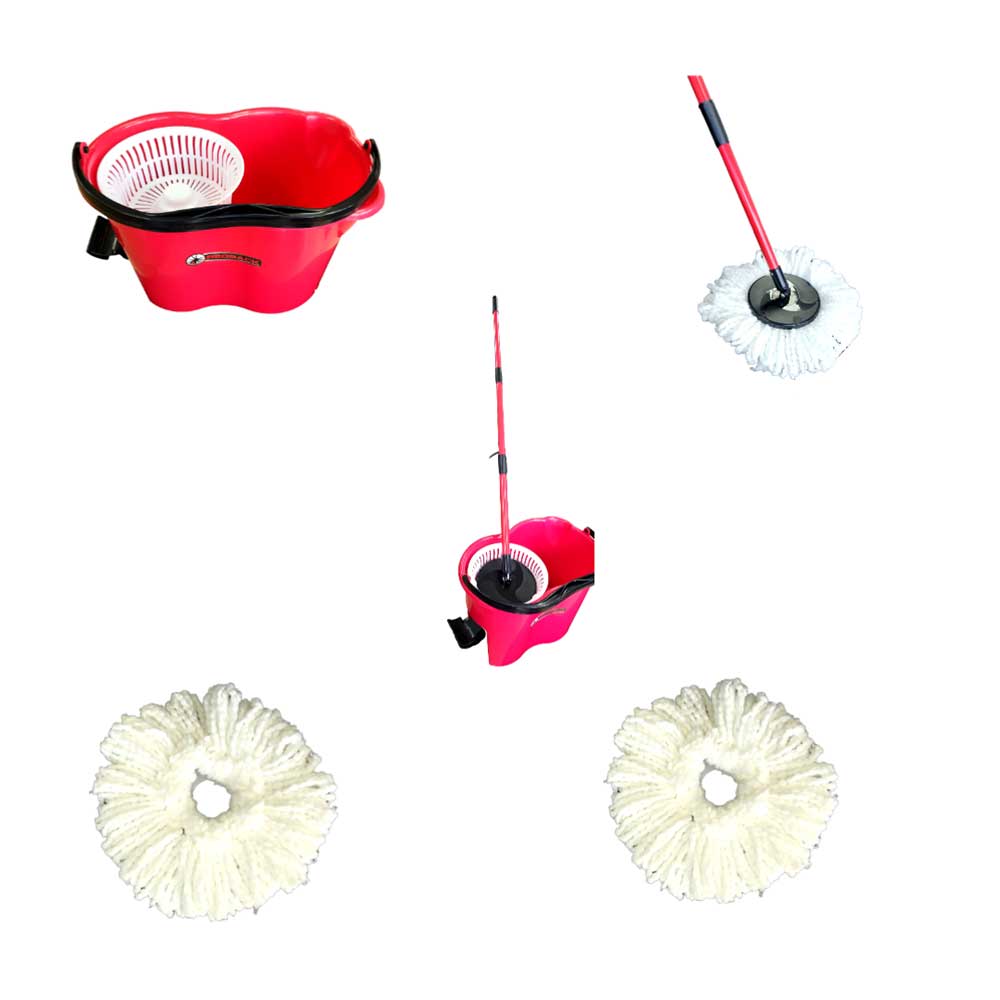 Magic Spin Mop Bucket & Refill 360 Degree Rotation Set Redback
