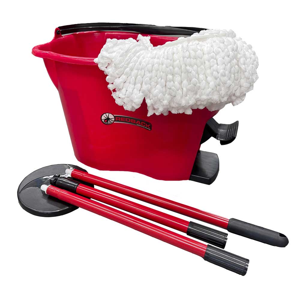 Magic Spin Mop Bucket & Refill 360 Degree Rotation Set Redback
