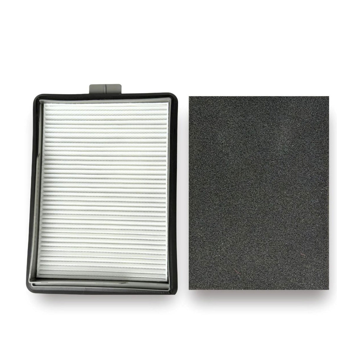 Foam pre-filter insert next to the main pleated filter.