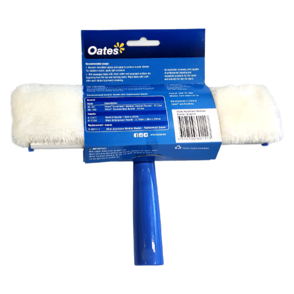 Oates 2in1 Glass Window Washer with Microfiber Pad & Squeegee 25cm