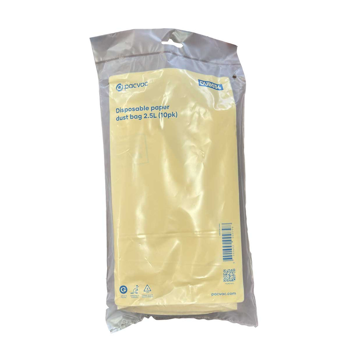 Pacvac Velo Disposable Paper Dust Vacuum Cleaner Bags 10pk, Genuine