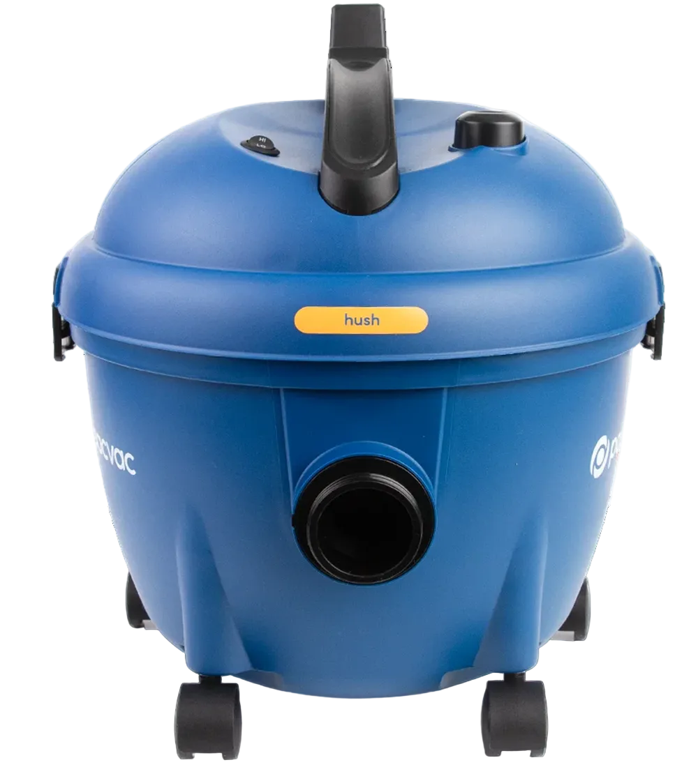 Professional 1300W vacuum cleaner featuring an integrated noise reduction switch designed for quiet cleaning.