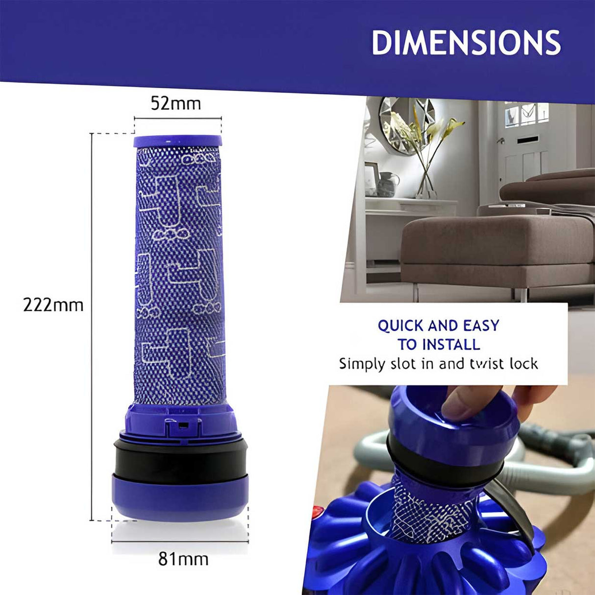 Pre-Motor Filter for Dyson DC37 & DC39 Canister Vacuum Cleaners