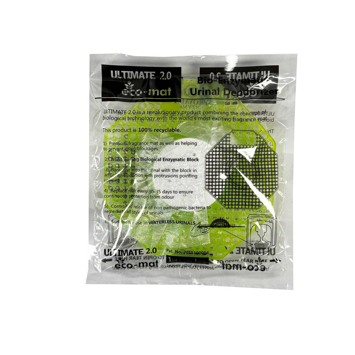 Ultimate 2.0 Eco Mat Cucumber Melon Urinal Deodoriser Pads for Urinals