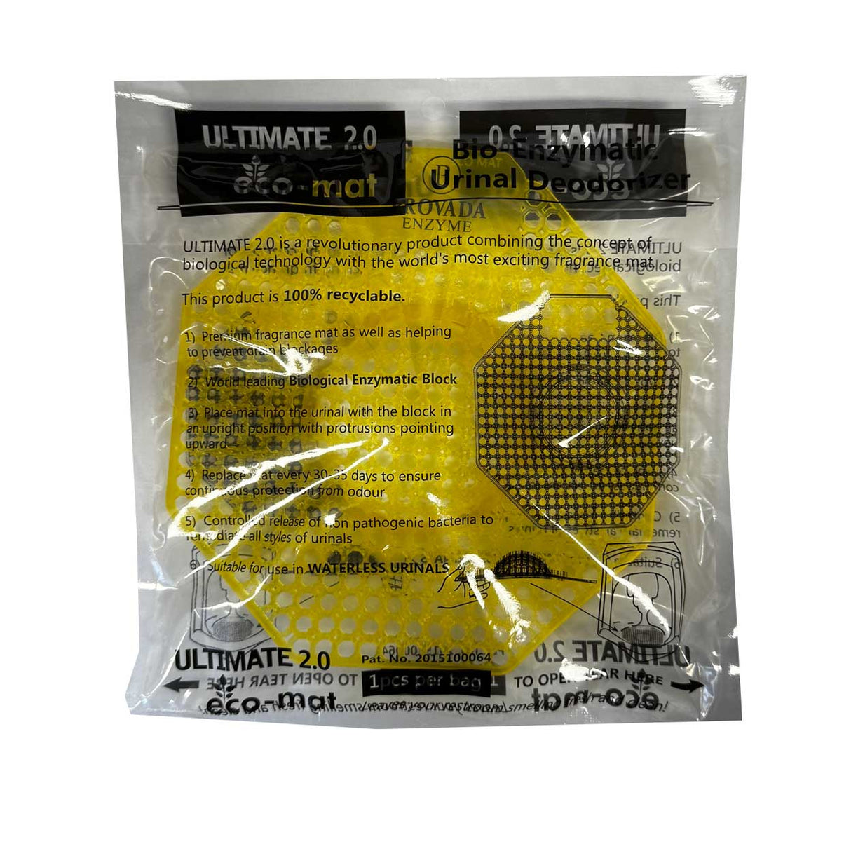 Ultimate 2.0 Eco Mat Lemon Urinal Deodoriser Pads for Urinals