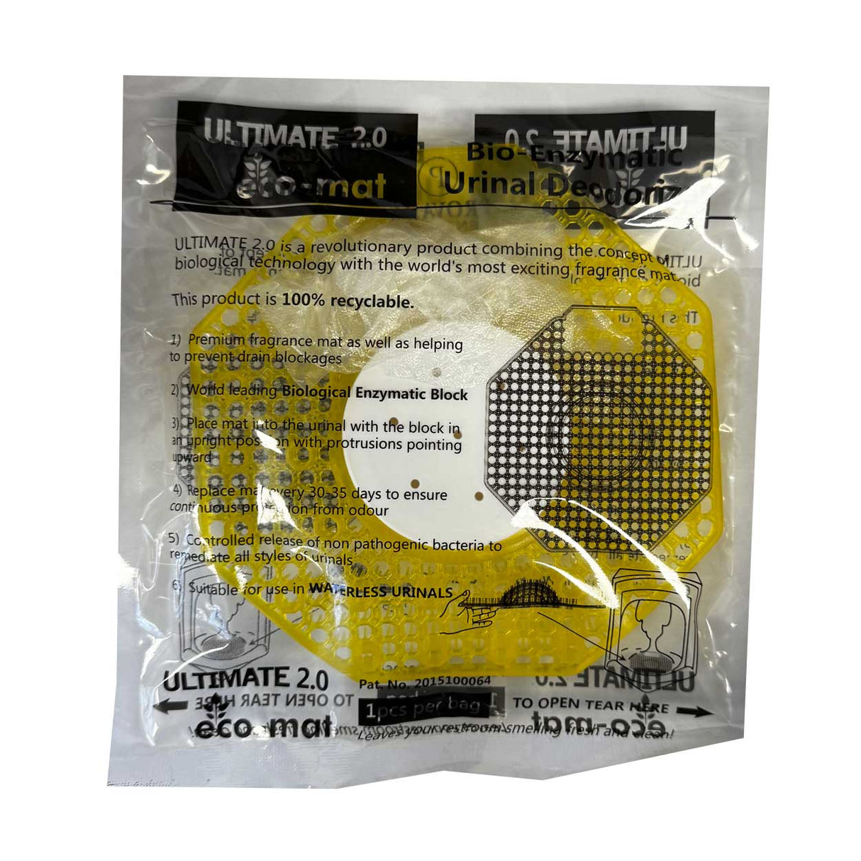 Ultimate 2.0 Eco Mat Lemon Urinal Deodoriser Pads for Urinals