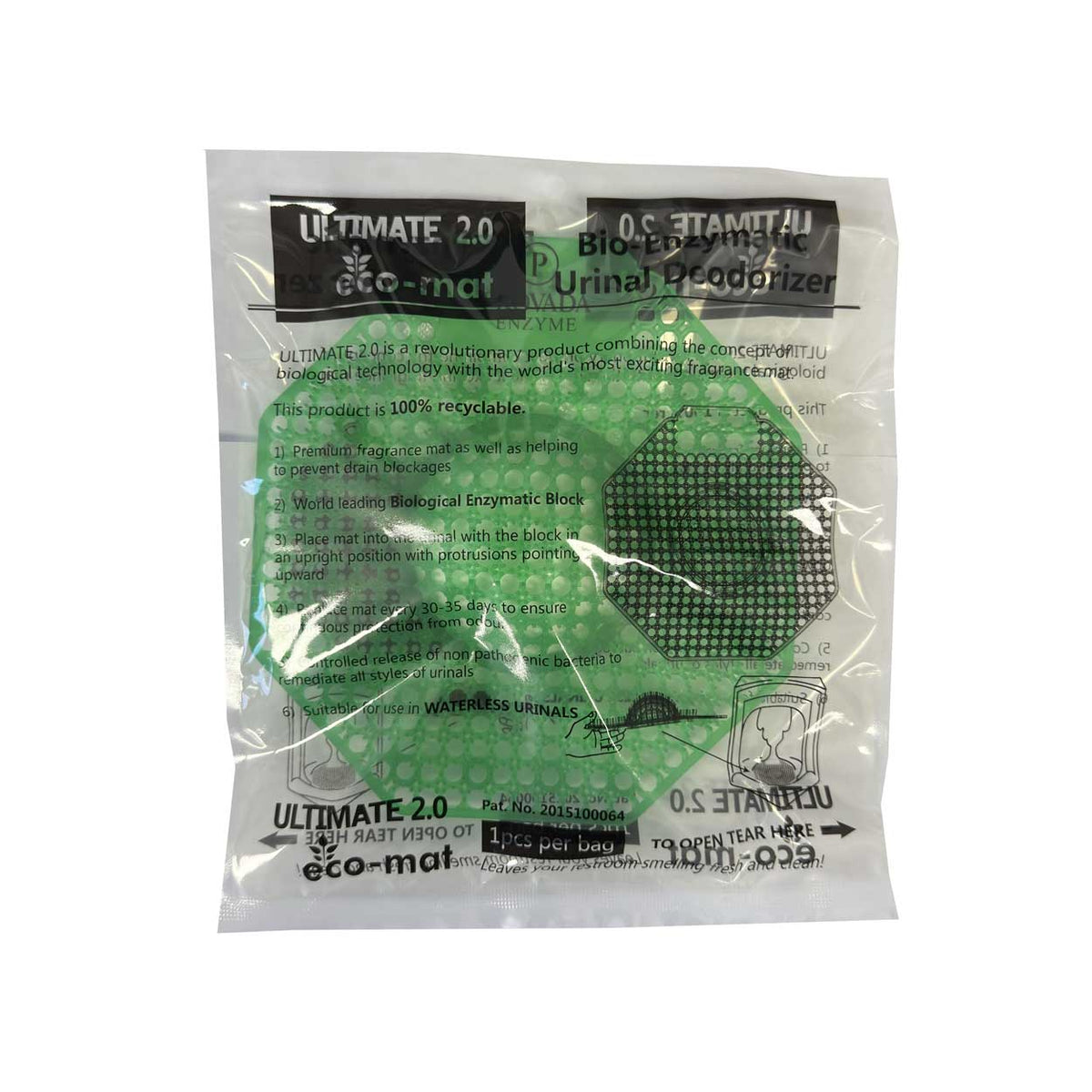 Green Super Lime urinal mat for odour control and splash reduction