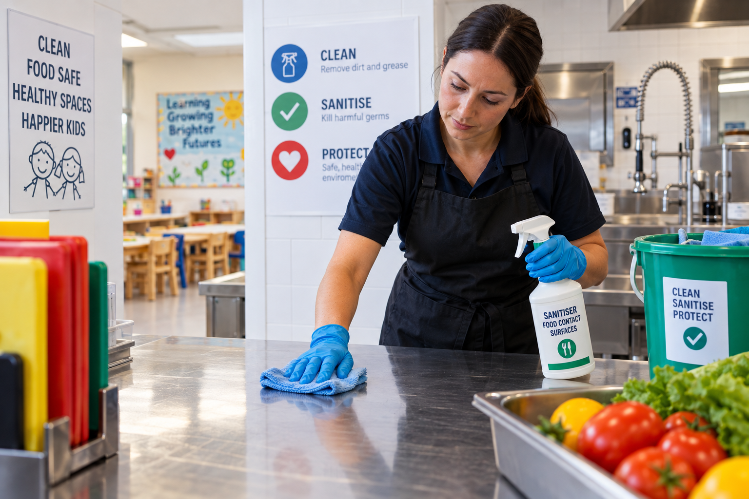 Victorian school childcare kitchen cleaning sanitising food safety commercial cleaner
