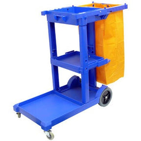 Commercial 3-tier janitor cleaning cart with vinyl waste bag