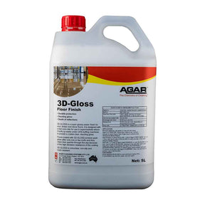 3D Gloss floor polish bottle used on commercial vinyl floors