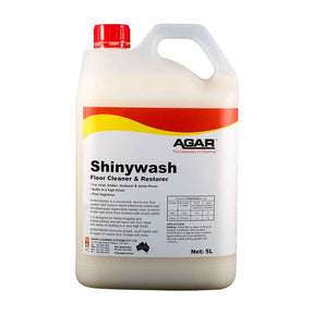 Agar Shinywash floor cleaner bottle used for routine cleaning on vinyl floors