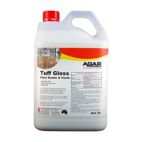 Tuff Gloss floor polish bottle used on commercial hard floors