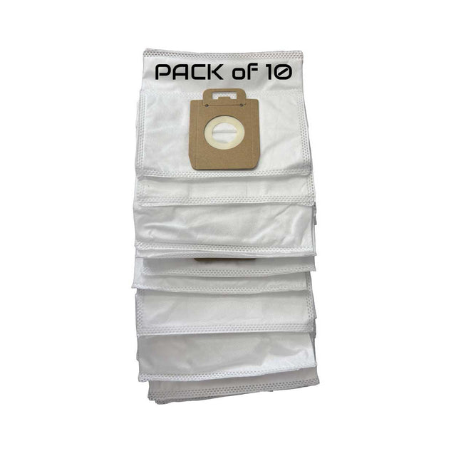 10-pack of Nilfisk synthetic vacuum bags with 7-layer filtration and rubber seal collar