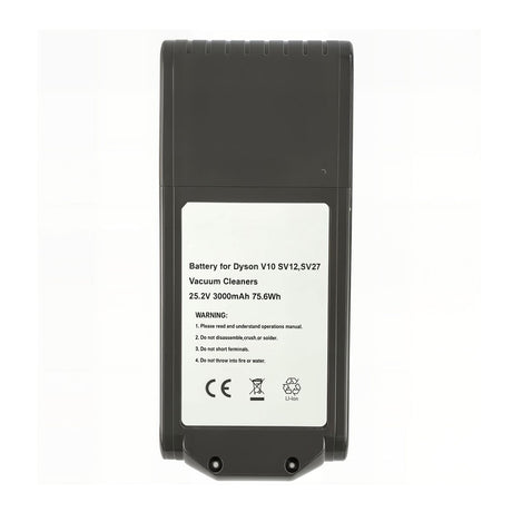 Underside of Dyson V10 battery showing screw mounts
