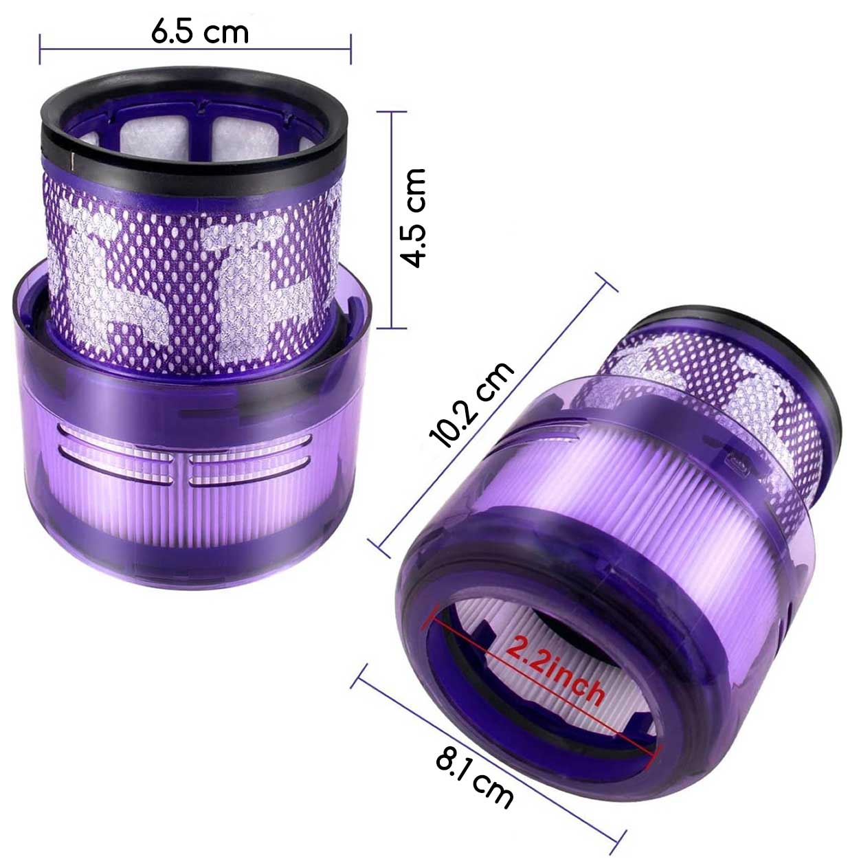 Dyson Omni-Glide SV19 filter replacement showing pleated filter material