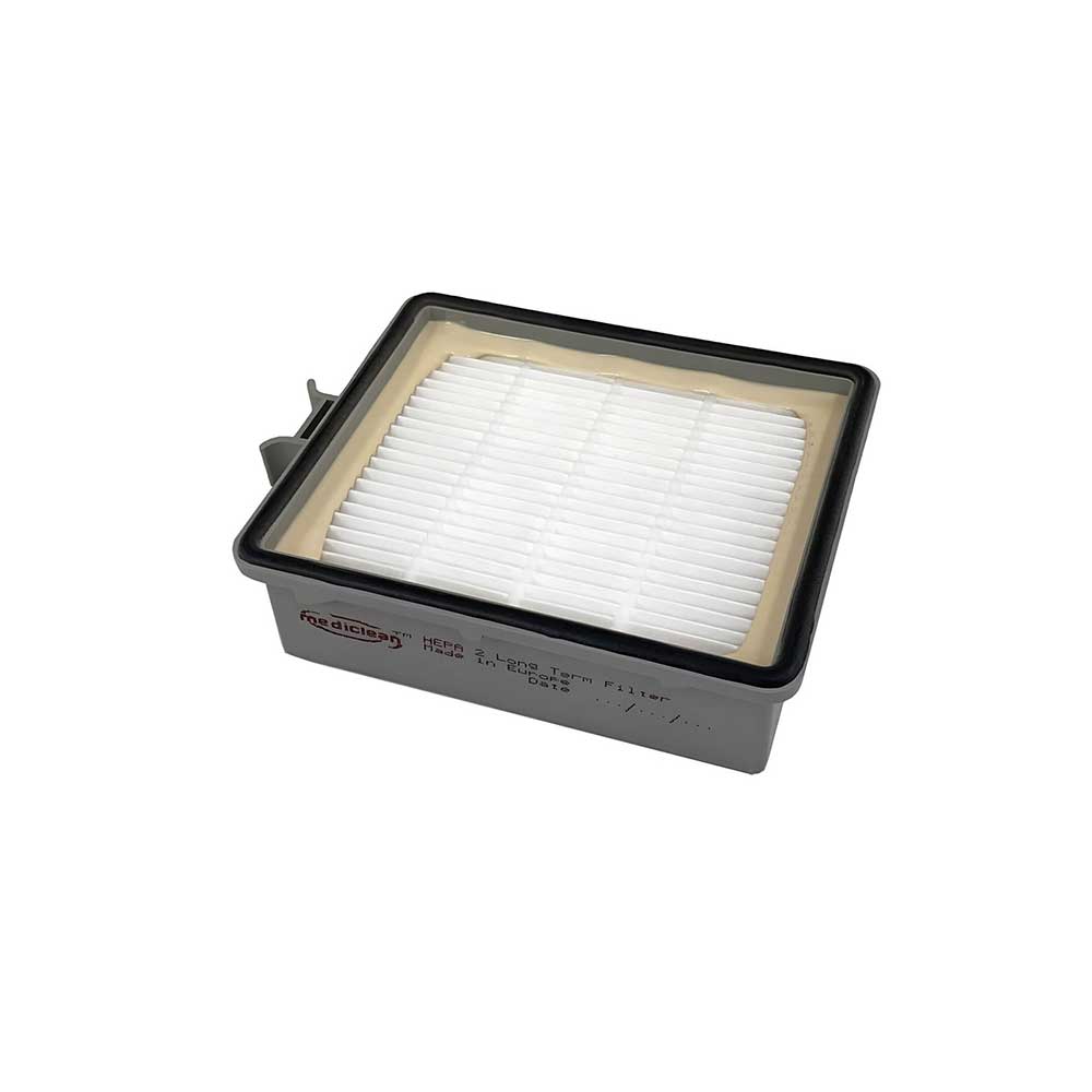 A white HEPA filter designed for Sauber vacuum models SI-200, SE-400, and SC-100