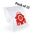 12 pack of synthetic vacuum bags compatible with Miele FJM series.