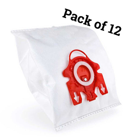 12 pack of synthetic vacuum bags compatible with Miele FJM series.