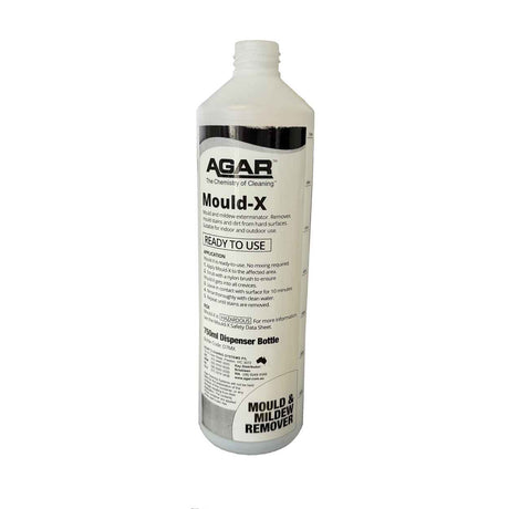 Agar Mould-X printed empty squirt bottle for mould and mildew remover use.