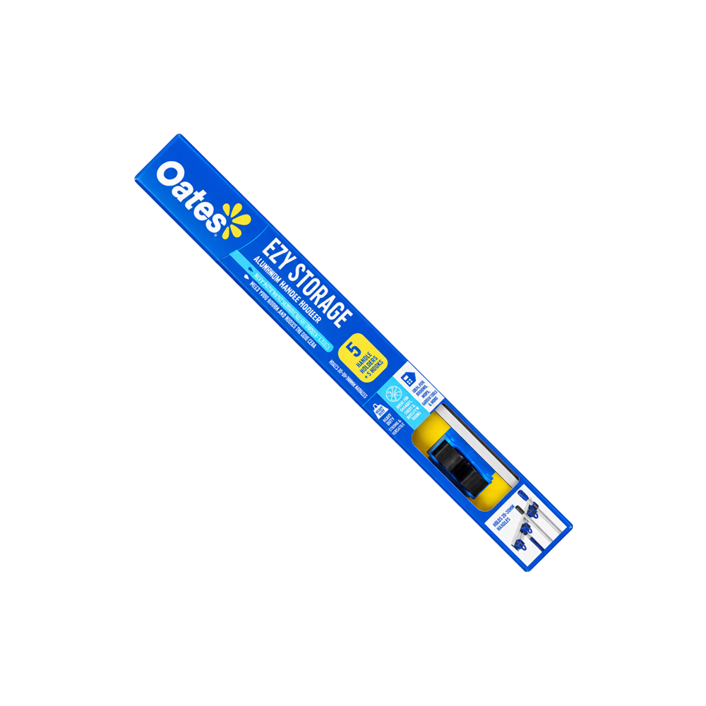 Oates Ezy Storage Aluminium Handle Holder Blue – 5 Holders + 5 Hooks