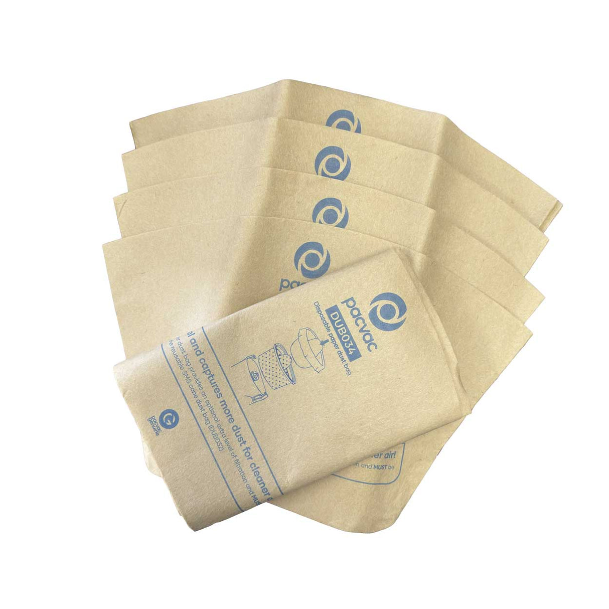 Pacvac Velo Disposable Paper Dust Vacuum Cleaner Bags 10pk, Genuine