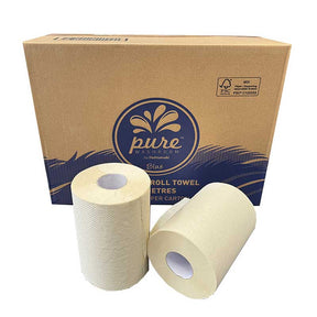 Highly absorbent continuous paper towel roll in a bulk 16 pack