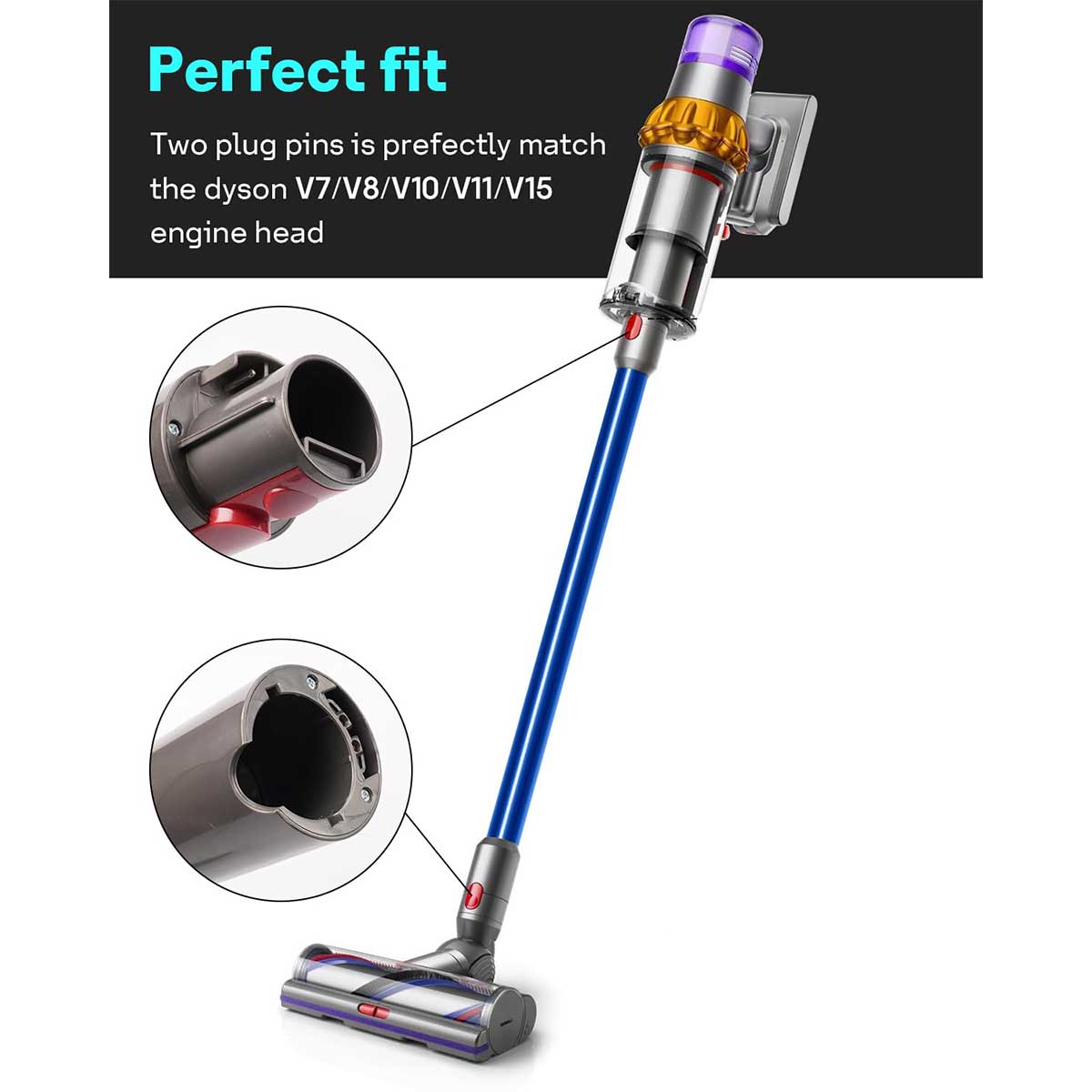 Quick Release Vacuum Rod for Dyson V7 V8 V10 V11 Outsize and V15 Stick Vacuums