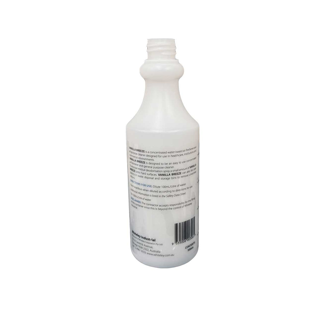 Whiteley Vanilla Breeze 500ml Empty Printed Bottle