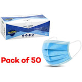 Disposable 3 Ply Face Masks with Ear Loops – Blue 50 Pack