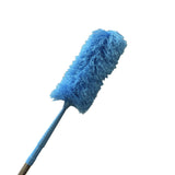 Close up of blue electrostatic split yarn fibres