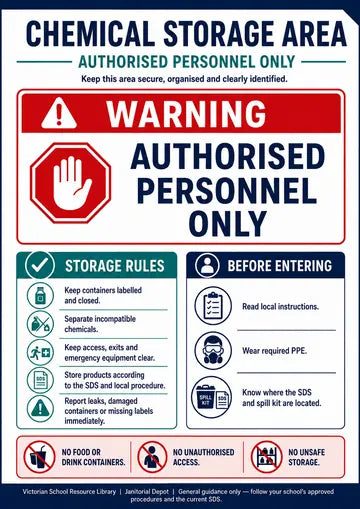 Preview of Chemical Storage Area — Authorised Personnel Only